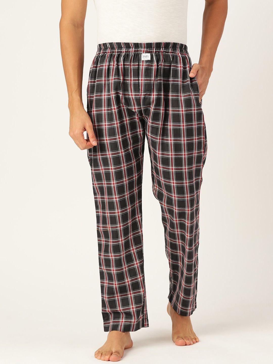 Men's Cotton Flannel Pajama Pants, Winter Joggers | Red Tartan Lounge Pants  | suturasonline.com.br