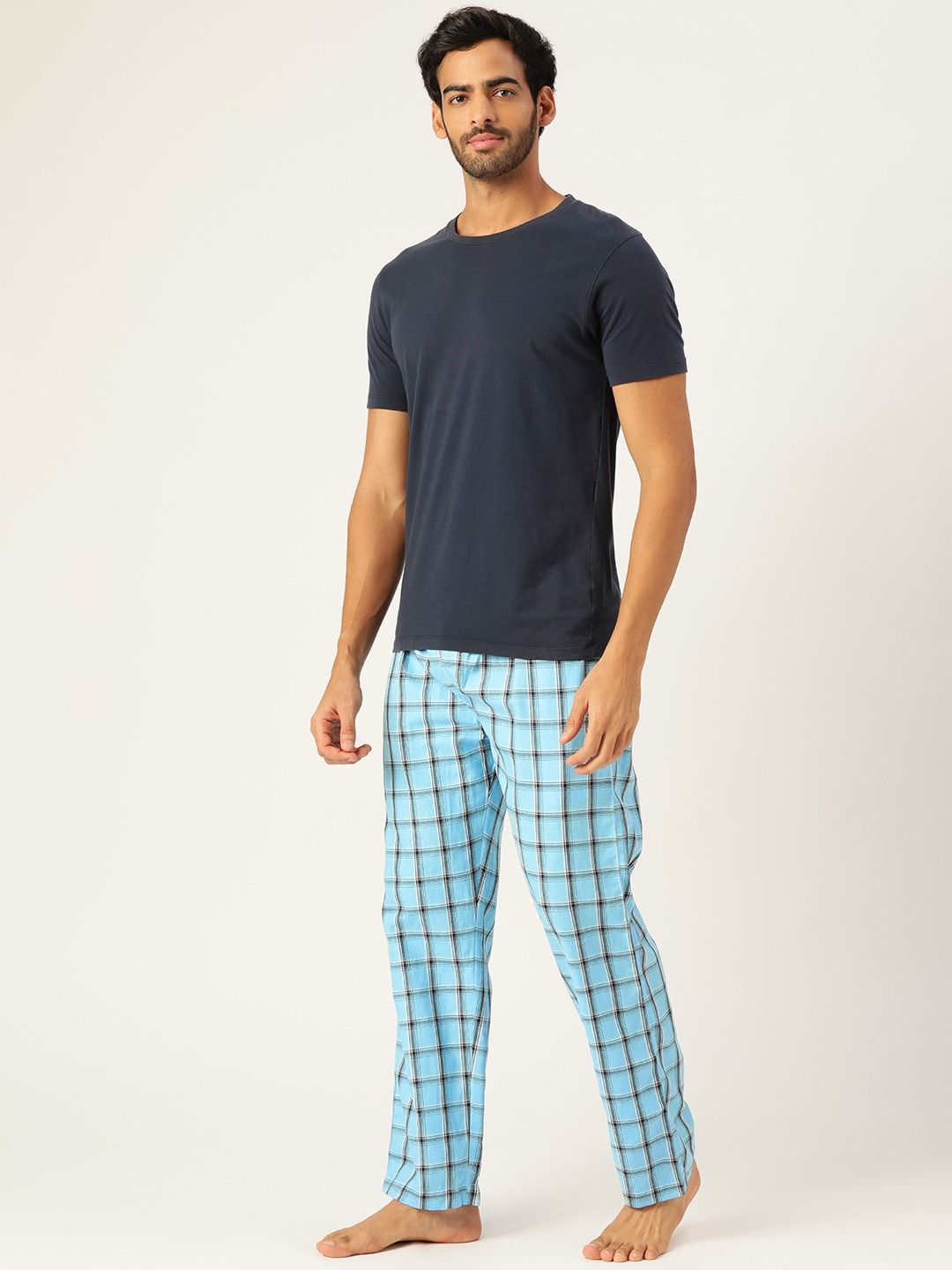 Blue Checked Premium Cotton Lounge Pant Pajama Online In India Color ...