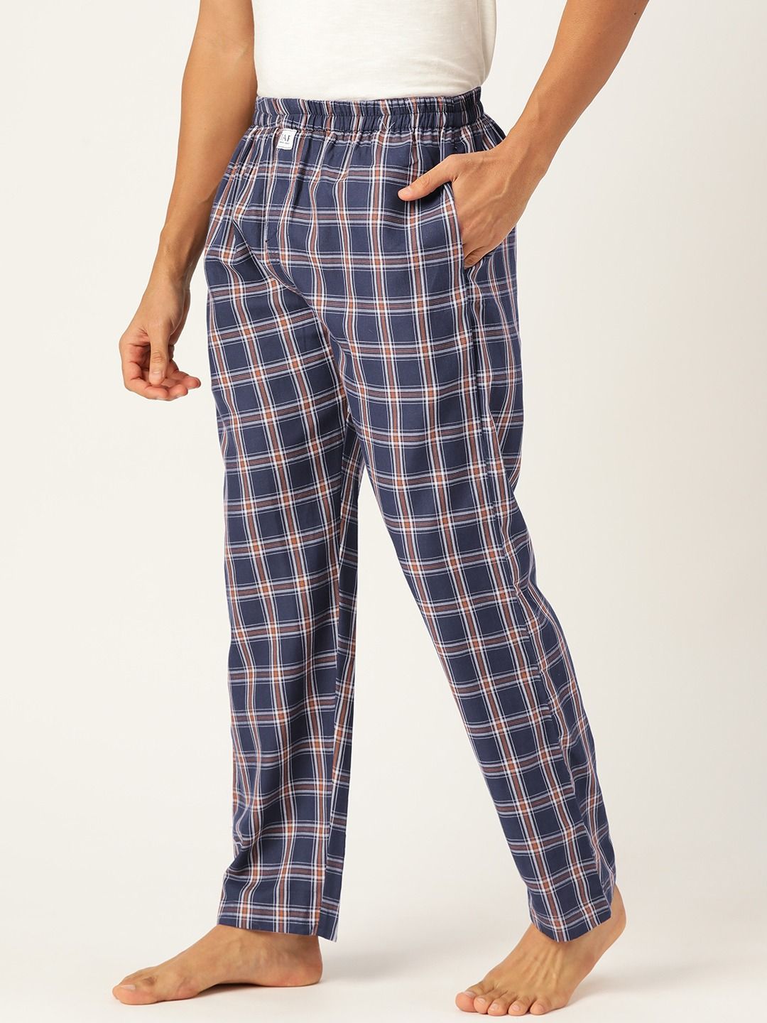 Navy Checked Premium Cotton Lounge Pant Pajama Online In India ...