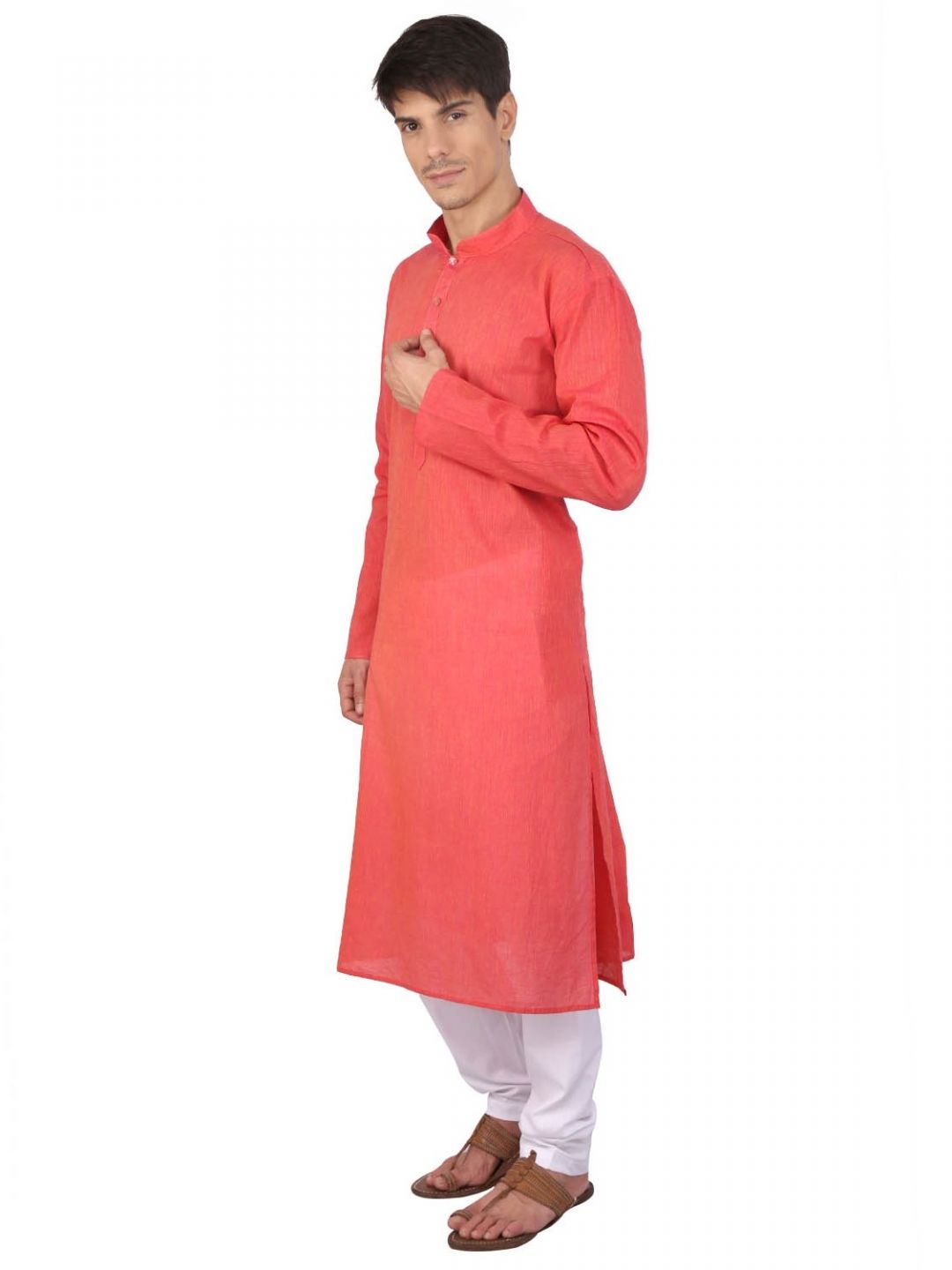 Rajubhai Hargovindas  Light Red Cotton Long Kurta