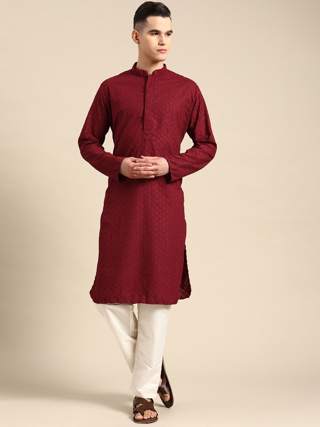 Buy SLKS Pathani Suit for Mens, Solid Cotton Pathani Suit with Two Pockets  (Beige, 36) at Amazon.in