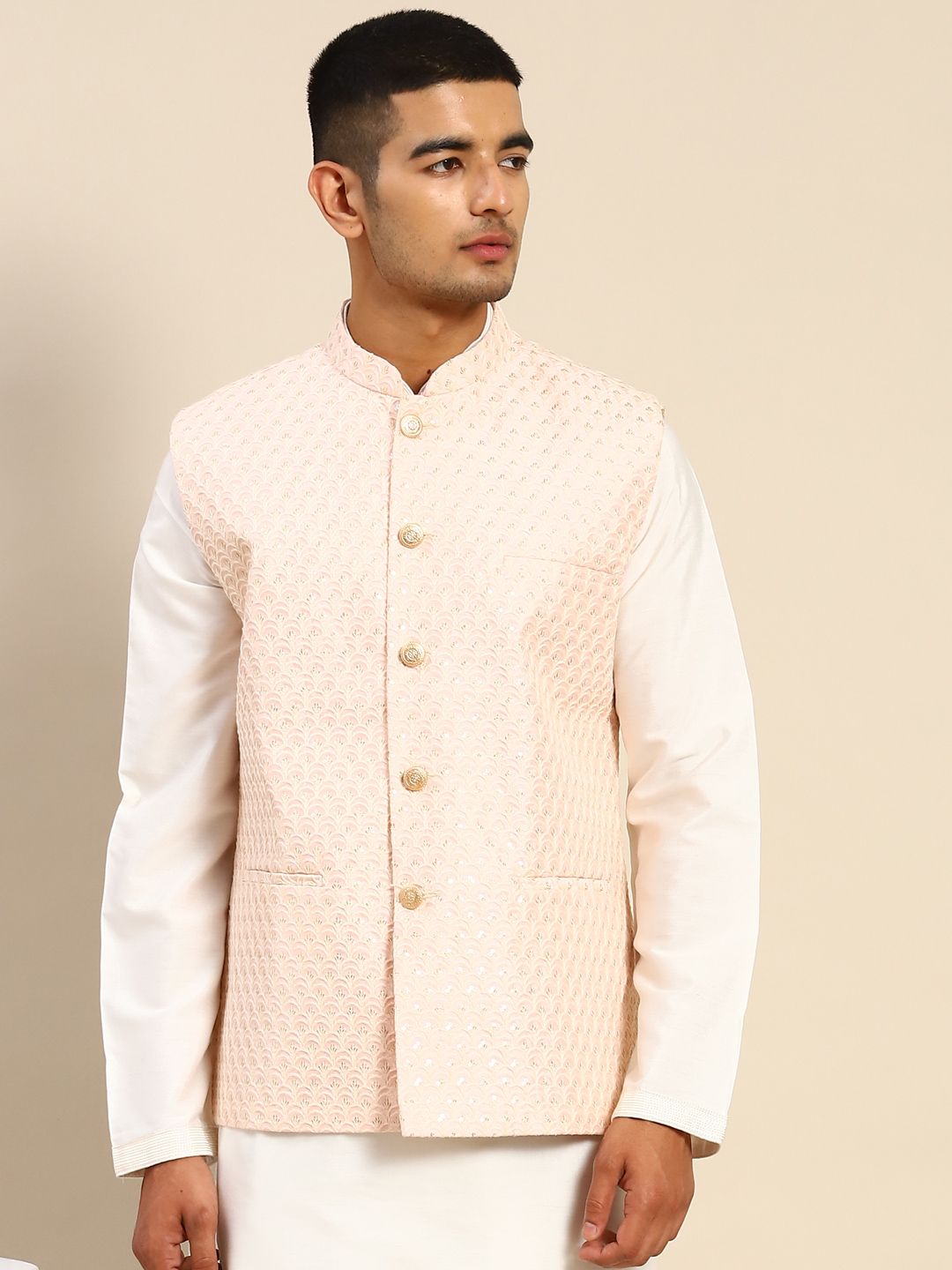Buy Fabindia Linen Blend Nehru Jacket online