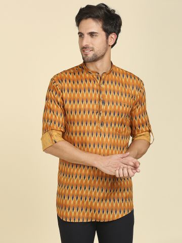 Occur Yellow Printed Ikat...