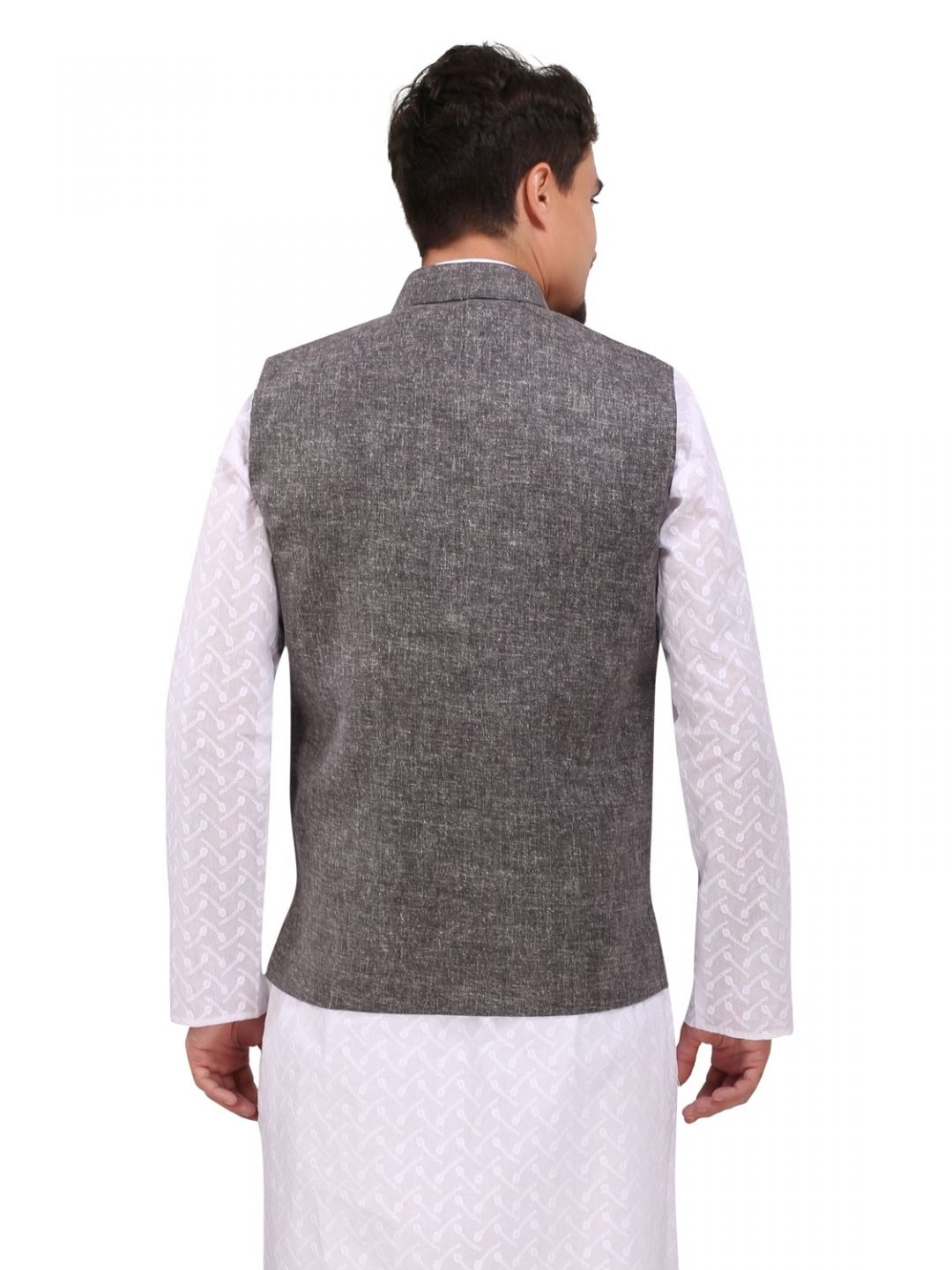 Dark Grey Slim Fit Nehru Jacket
