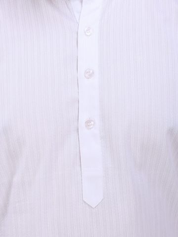 White Dobby Cotton Kurta (Stand Collar)