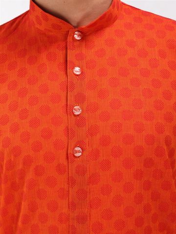 Orange Handloom Dobby Cotton Kurta