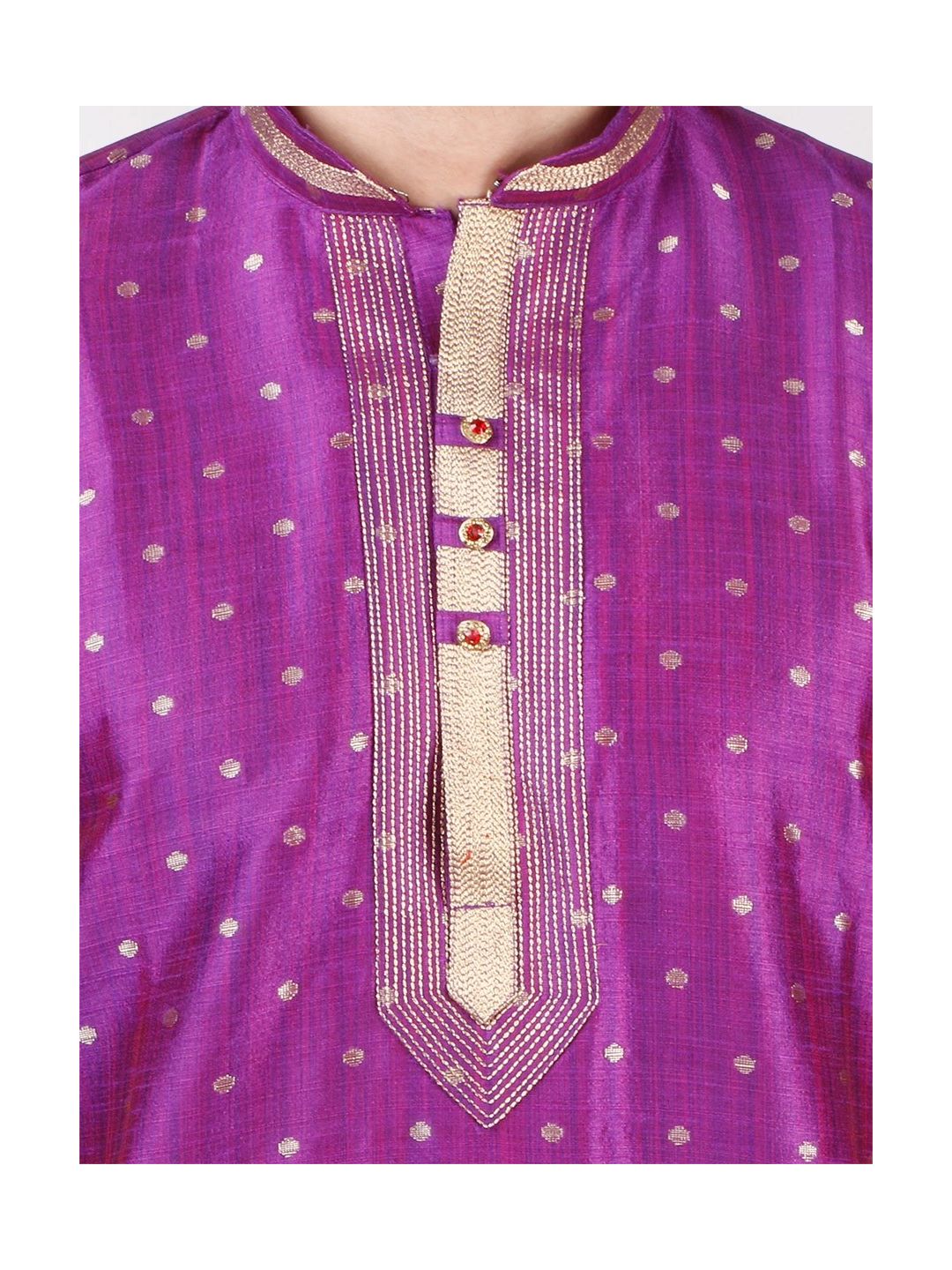 Purple Self Design Silk Kurta Pyjama