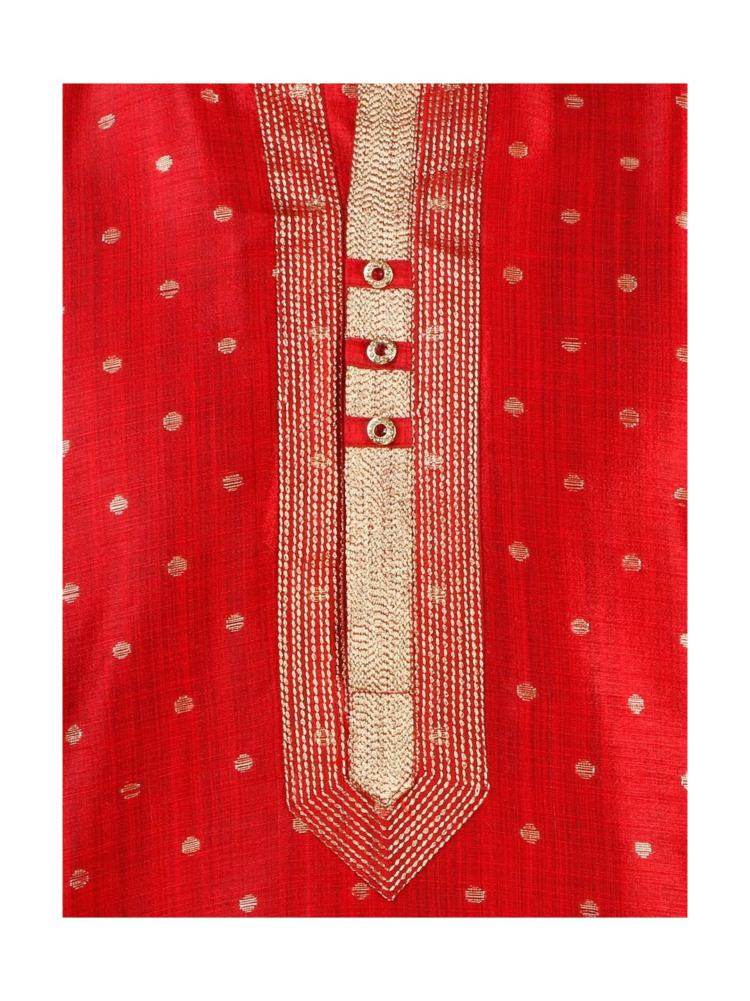 Red Self Design Silk Kurta Pyjama