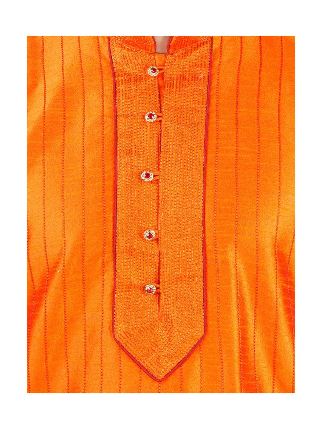 Orange Pintuck Silk Kurta Pyjama