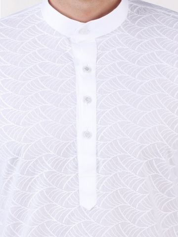 White Chikan Embroidered Kurta