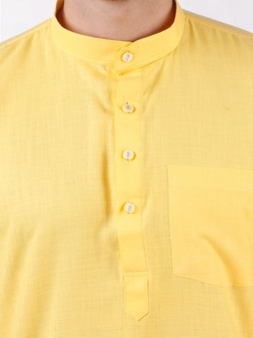 Yellow Tussar Cotton Kurta (Half Sleeve)