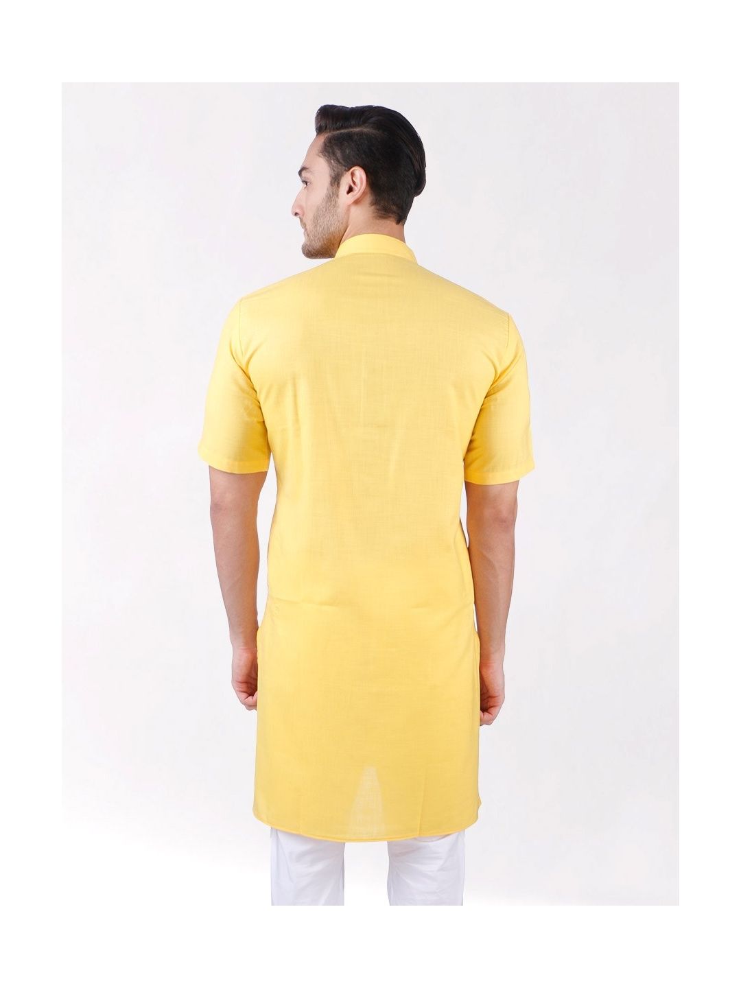 Yellow Tussar Cotton Kurta (Half Sleeve)