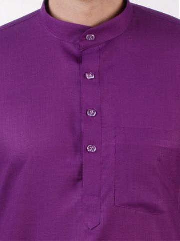 Purple Tussar Cotton Kurta (Half Sleeve)