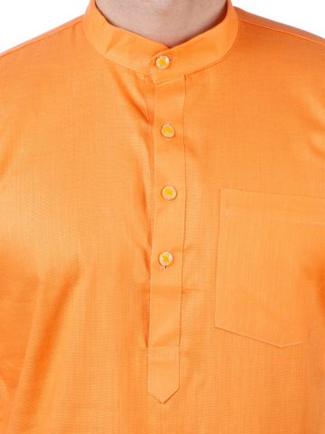 Orange Tussar Cotton Kurta (Half Sleeve)