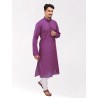Purple Woven Design Handloom Cotton Kurta