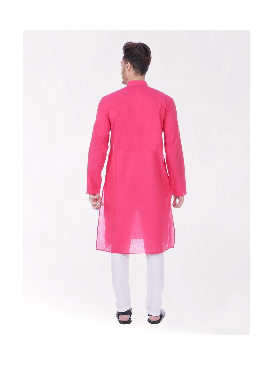 Pink Handloom Cotton Kurta