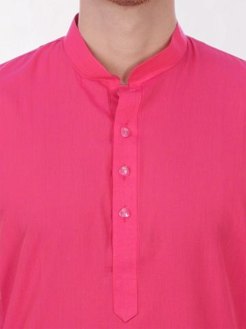 Pink Handloom Cotton Kurta