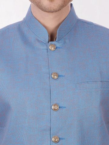 Blue Slim Fit Nehru Jacket