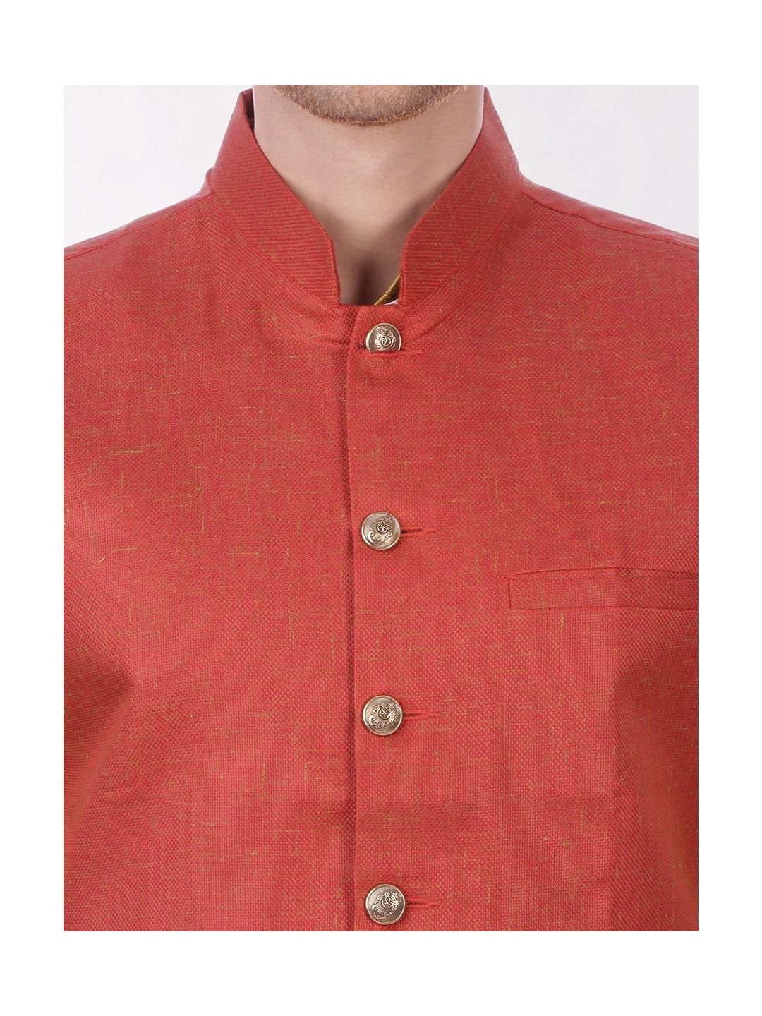 Rust Red Slim Fit Nehru Jacket