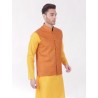 Orange Slub Slim Fit Nehru Jacket