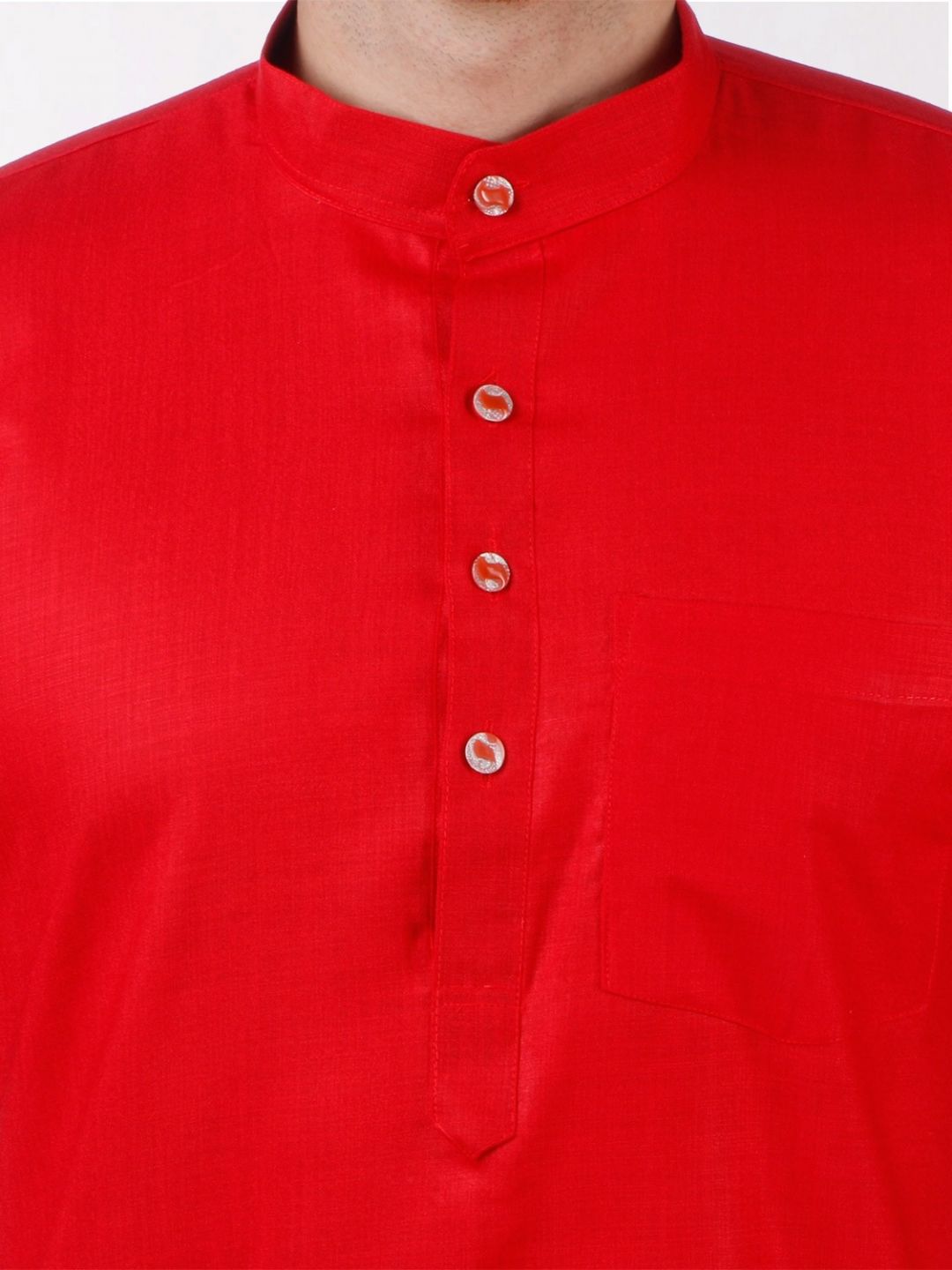 Red Tussar Cotton Kurta (Half Sleeve)