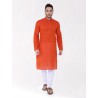 Orange Woven Design Handloom Cotton Kurta