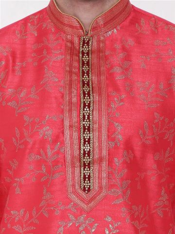 Pink Embroidered Silk Kurta Churidar Set
