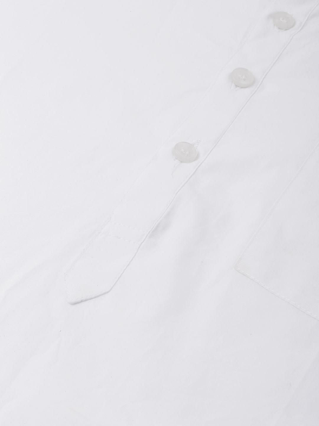 Buy White Roll Up Sleeve Cotton Short Kurta for men online in India ...