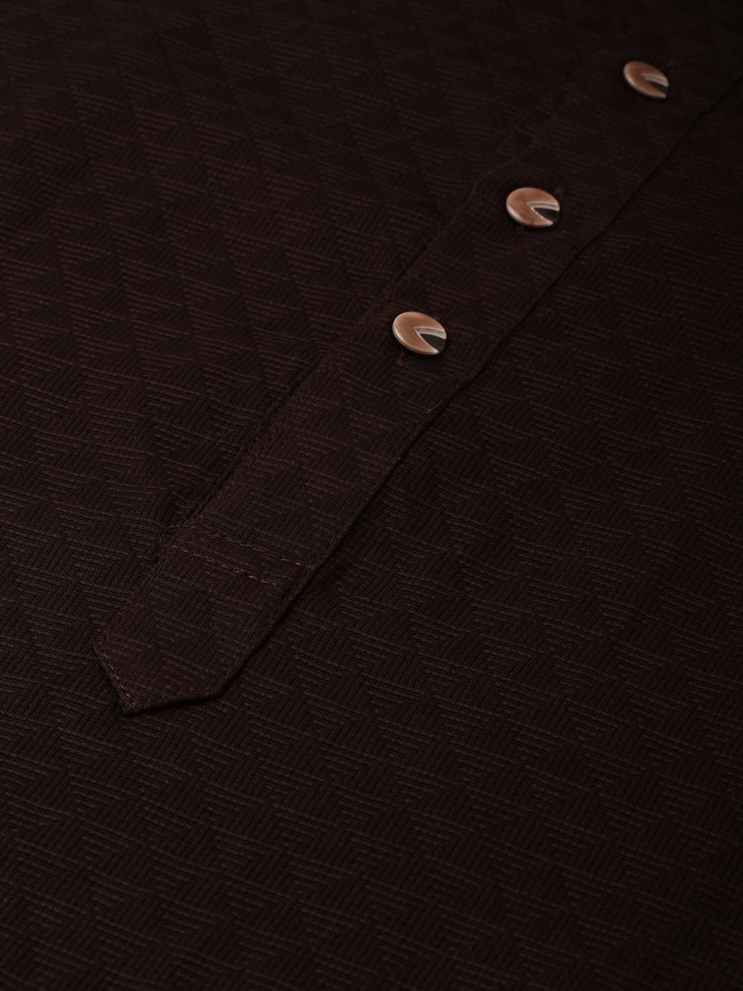 Dark Brown Woven Design Premium Cotton Kurta
