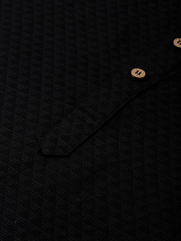 Black Woven Design Premium Cotton Kurta