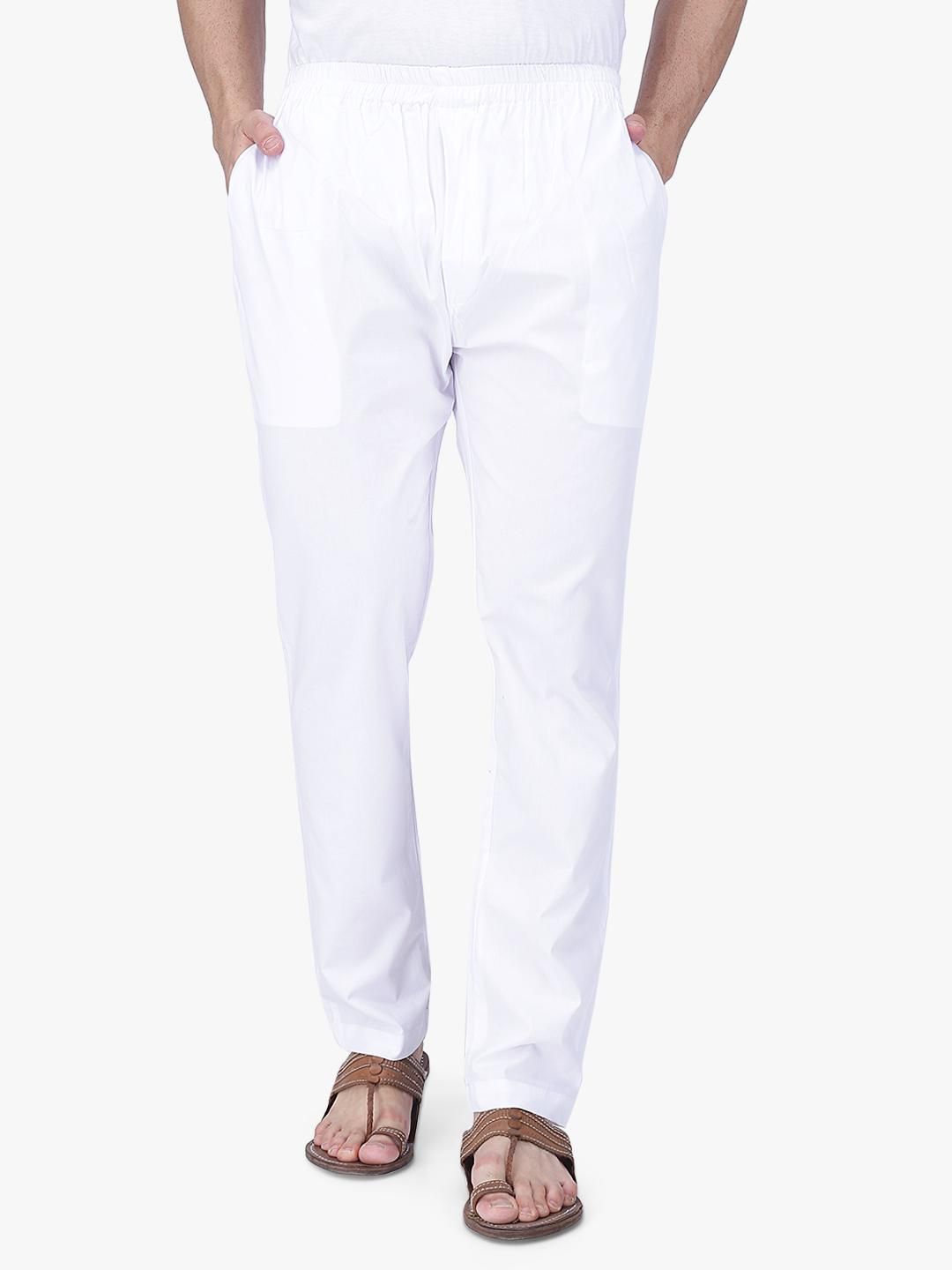 Solid Color Cotton Aligari Pant in Cream  MLC874