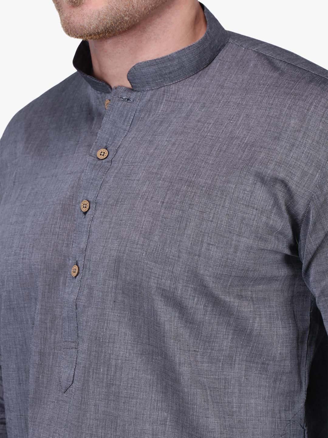 Iron Grey Slim Fit Handloom Cotton Kurta for Men Online Color Grey ...