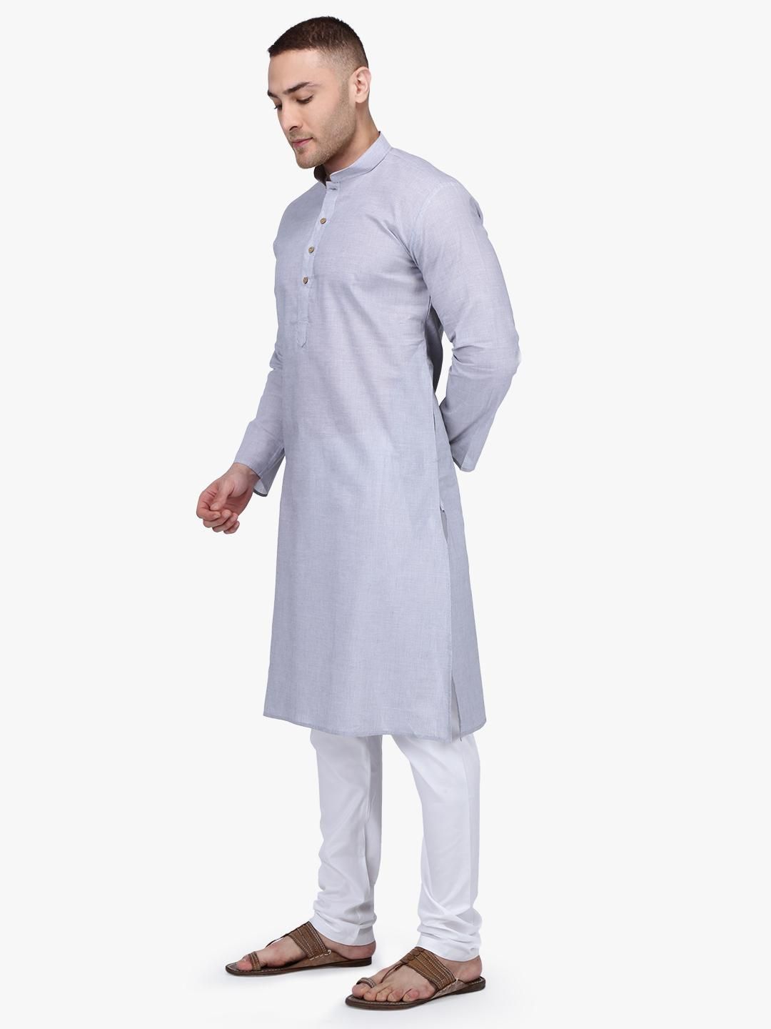 Lava Grey Slim Fit Handloom Cotton Kurta for Men Online Color Grey ...