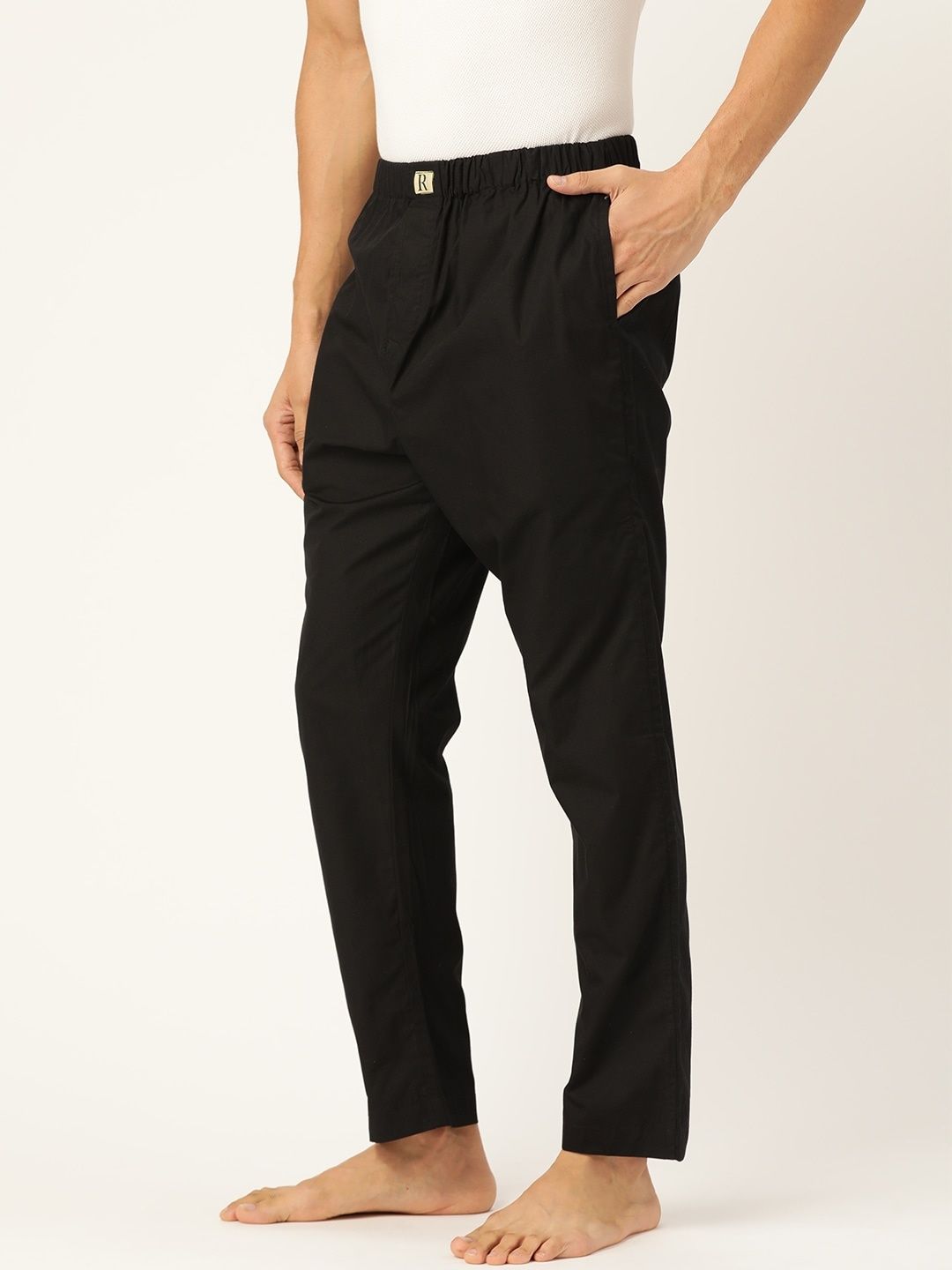 Black Pure Cotton Elastic Lounge Wear Pajama Pant Online In India Color ...
