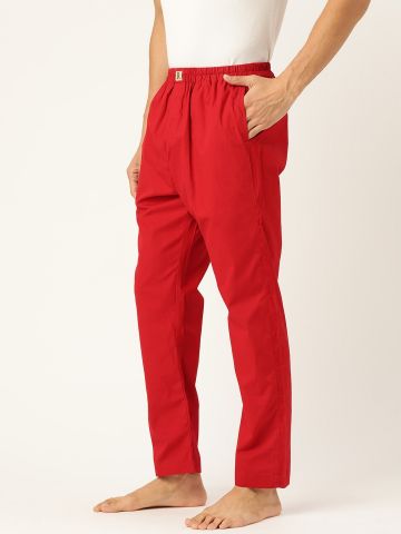 Red Pure Cotton Narrow Cut...