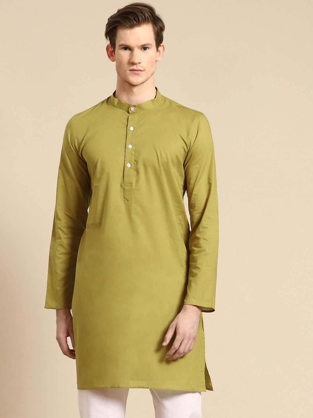 Mehendi Green Cotton Cambric Kurta Pajama for Men online in India Color  Green SizeKurta 36