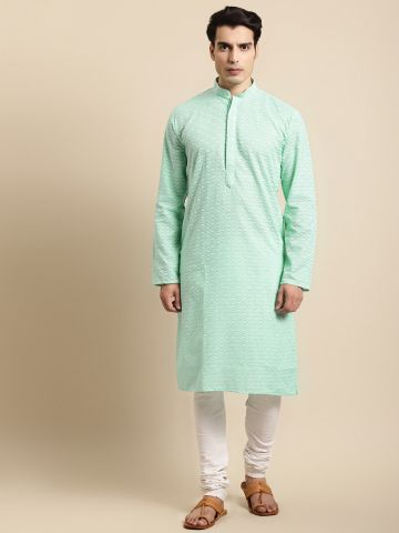 Sky Blue Chikan Embroidered...