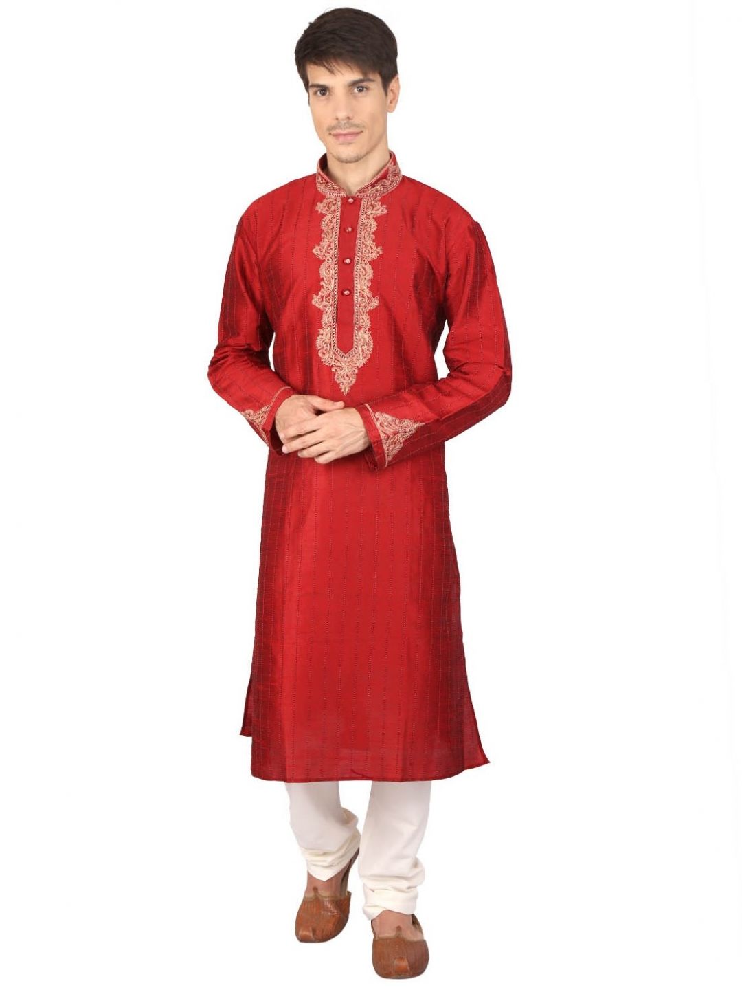 Kurta Pyjama For Men | Red Kurta Set with Churidar | Rajubhai ...
